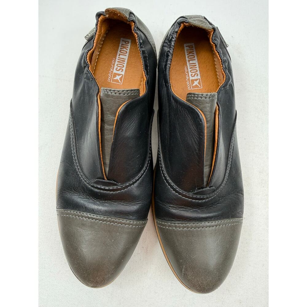 Pikolinos Santorini Leather Slip On Loafers EU 38 Charcoal Gray Comfort Shoes